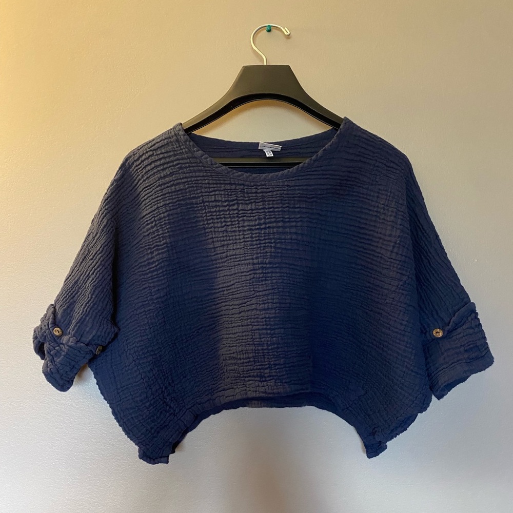Unique Batik cropped gauzy top